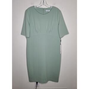 NWT Calvin Klein CK mint green short sleeve pleated bust dress - 16